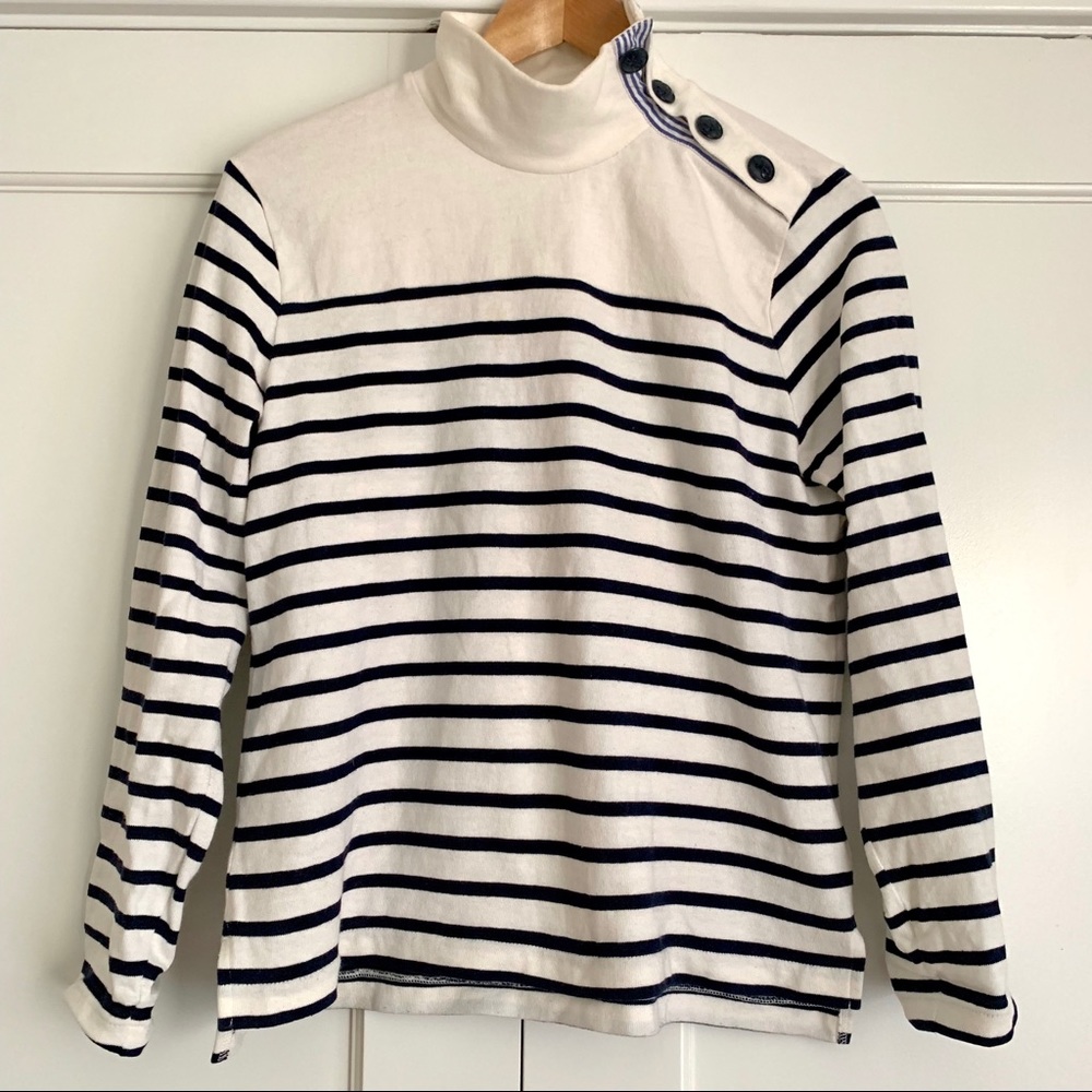 J.Crew Striped button shoulder turtleneck